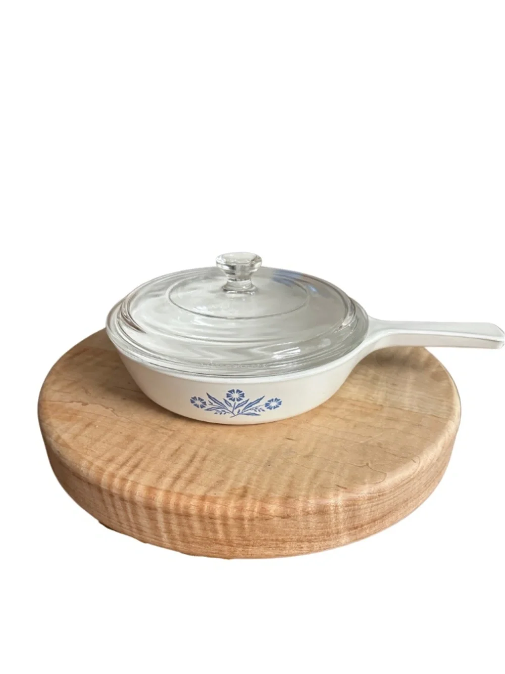 Vintage Corning Ware Blue Cornflower Skillet with Original Pyrex Lid